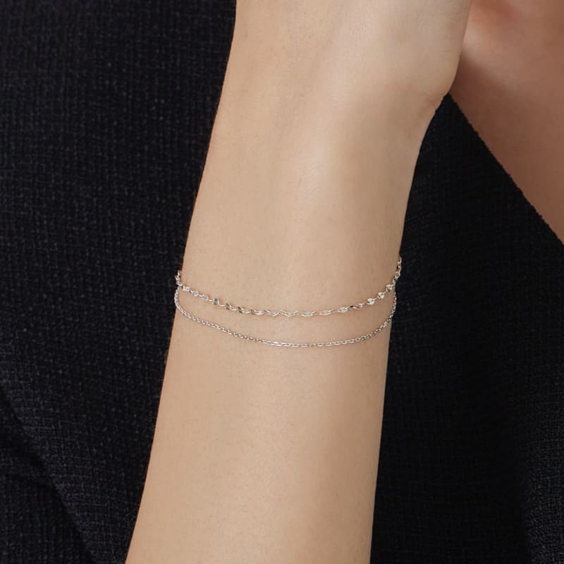 シルバー ラージ ブリング チェーン 2ライン ブレスレット / Silver Large Bling Chain Two-Line Bracelet