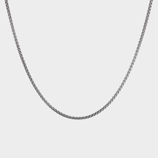 サージカル ラウンド ボックス チェーン ネックレス / SURGICAL STEEL ROUND BOX CHAIN NECKLACE