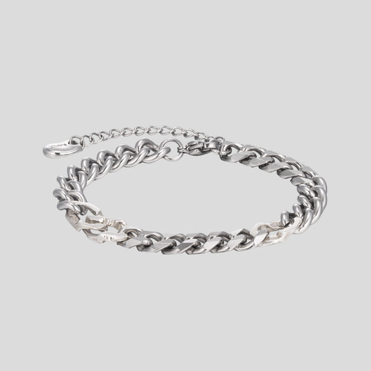 シルバー カーブ チェーン ユニット ブレスレット / SILVER CURVED CHAIN UNIT BRACELET