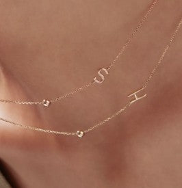 K14 イニシャル シンプル ボール ネックレス / 14K Initial Simple Ball Necklace