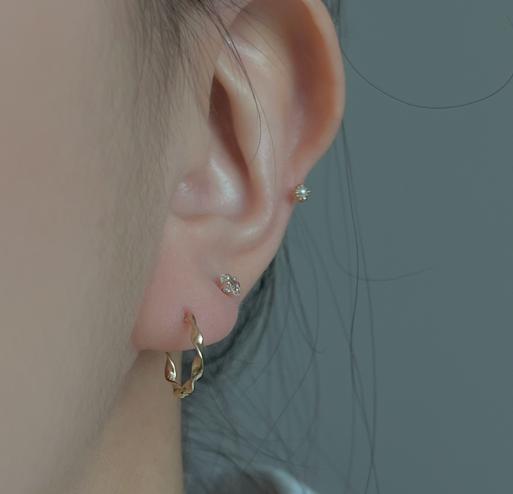 K14 2mm Cognac dia mini gold piercing