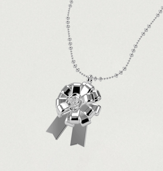 ROSETTE RIBBON PENDENT NECKLACE