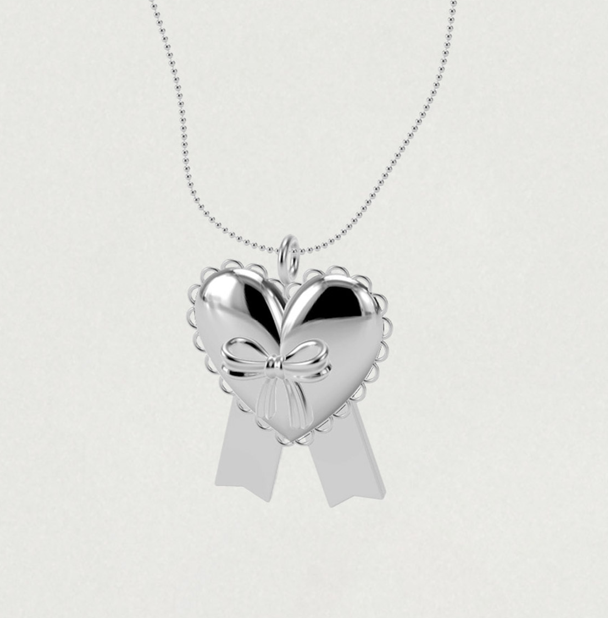 ADORN HEART RIBBON PENDENT NECKLACE