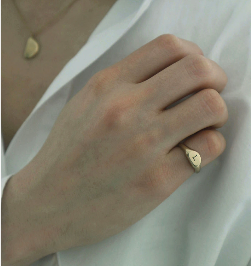 Initial engraved gold ring