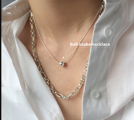 シルバー925 ボールネックレス スネークチェーン｜Ball Snake