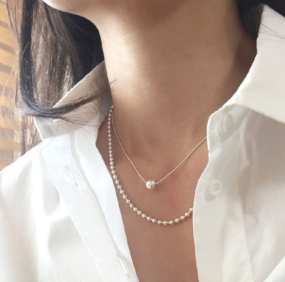 シルバー925 ボールネックレス スネークチェーン｜Ball Snake