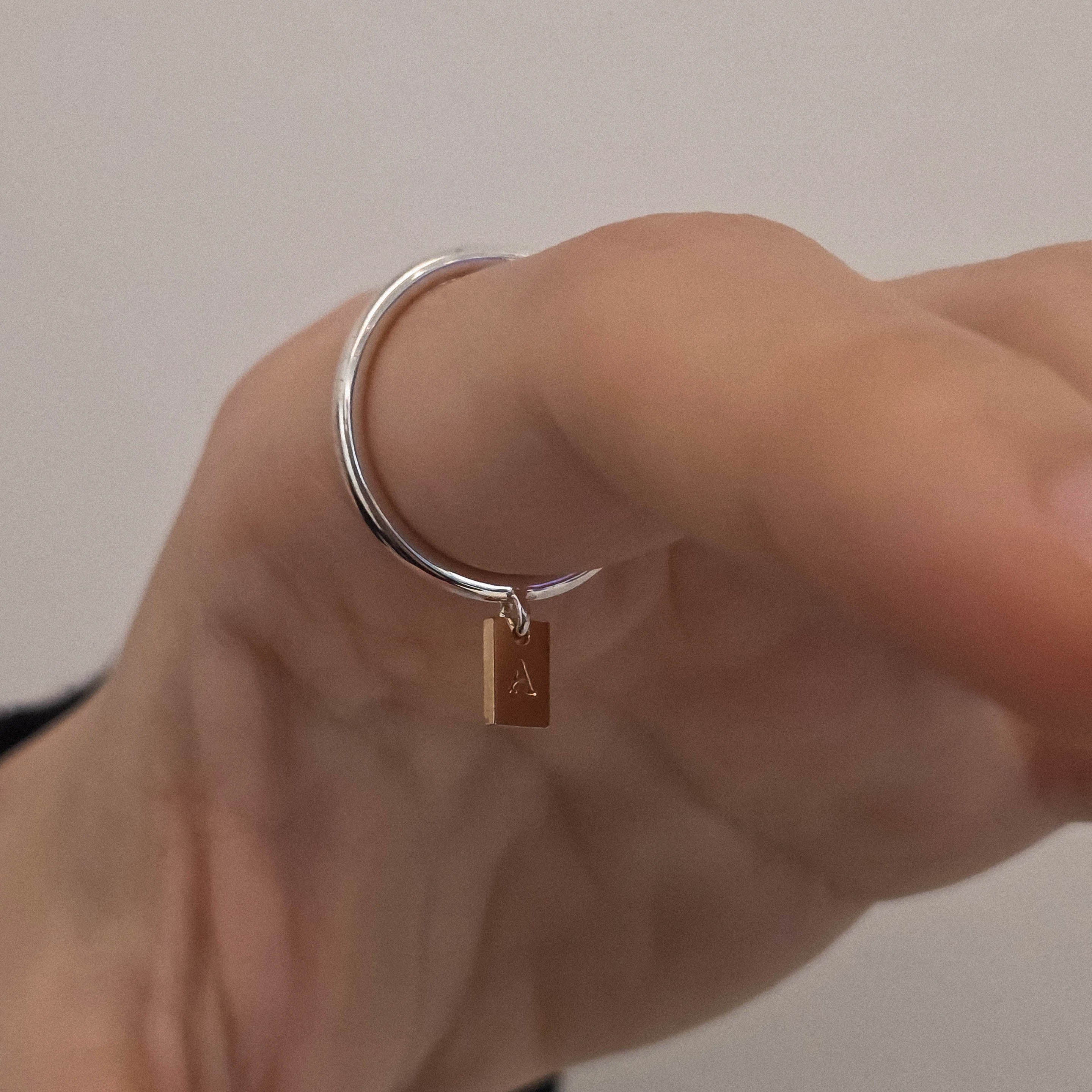 シルバー コンビ イニシャル タグ リング / Silver Combi Initial Tag Ring