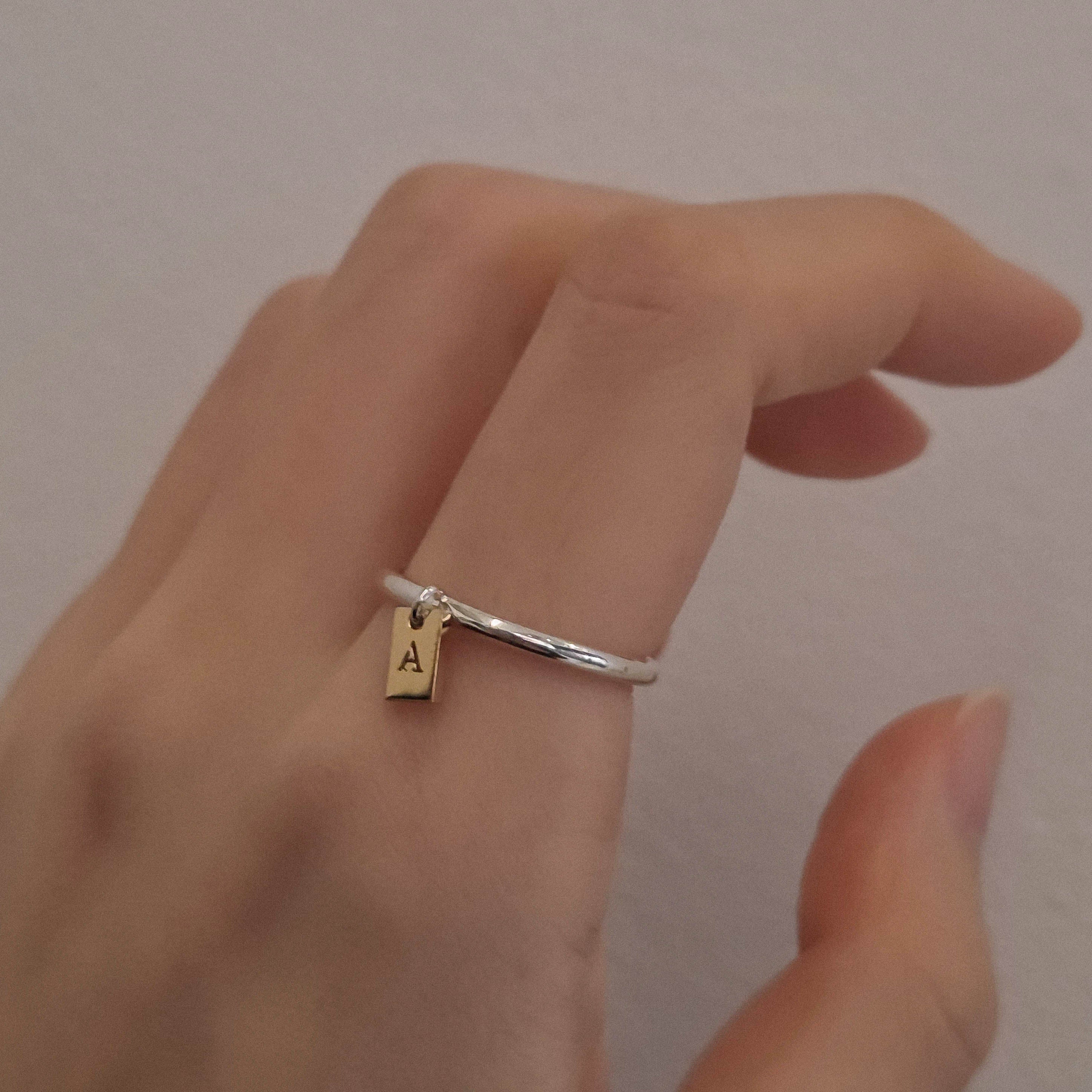 シルバー コンビ イニシャル タグ リング / Silver Combi Initial Tag Ring