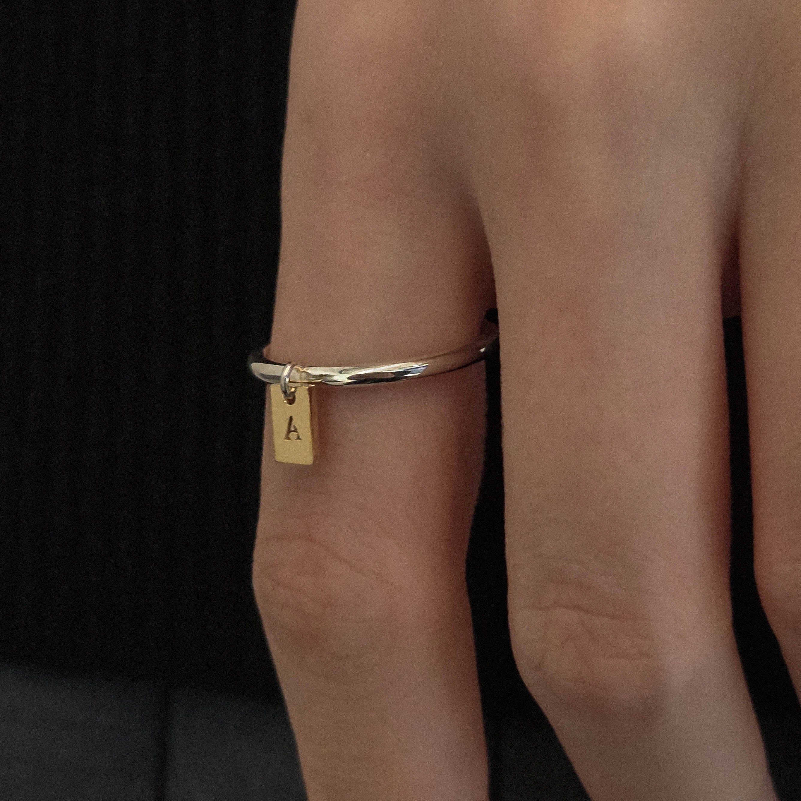 シルバー コンビ イニシャル タグ リング / Silver Combi Initial Tag Ring