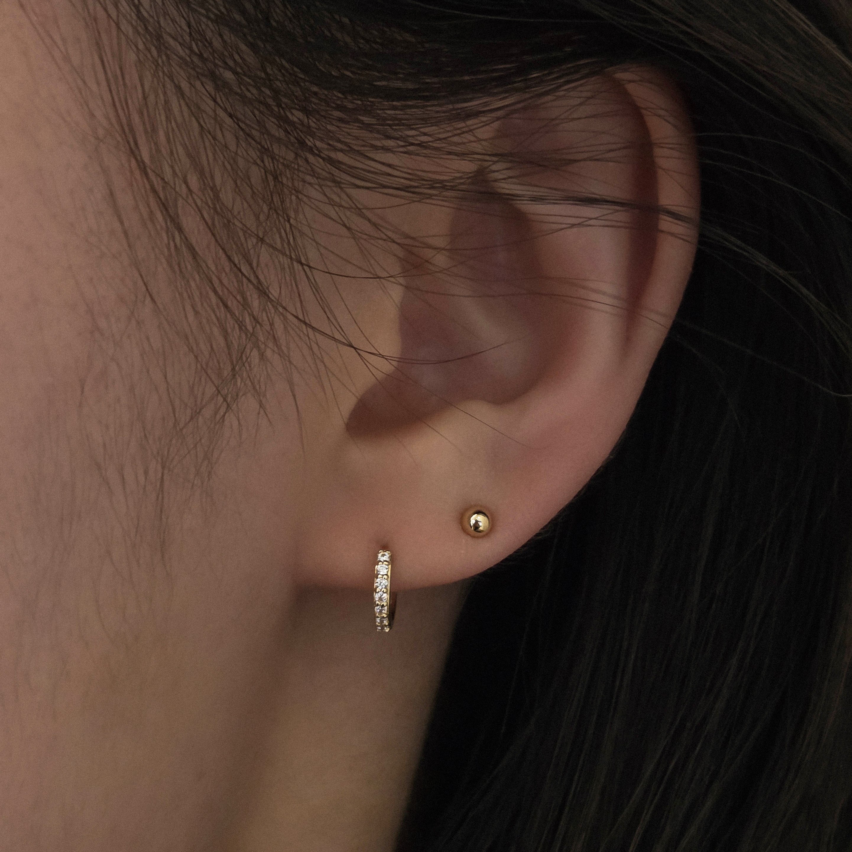 K14 フラット ストーン ワンタッチ ピアス [シングル] / 14K Flat Stone One Touch Earring [Single]