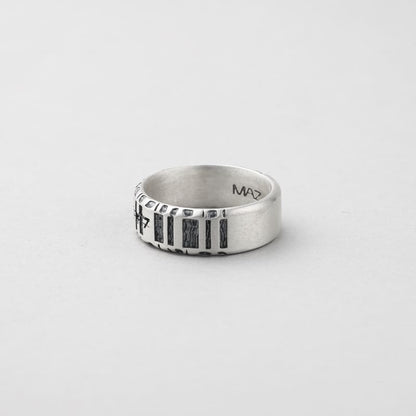 シルバー ホイール プリント リング - ラージ / SILVER WHEEL PRINT RING - LARGE