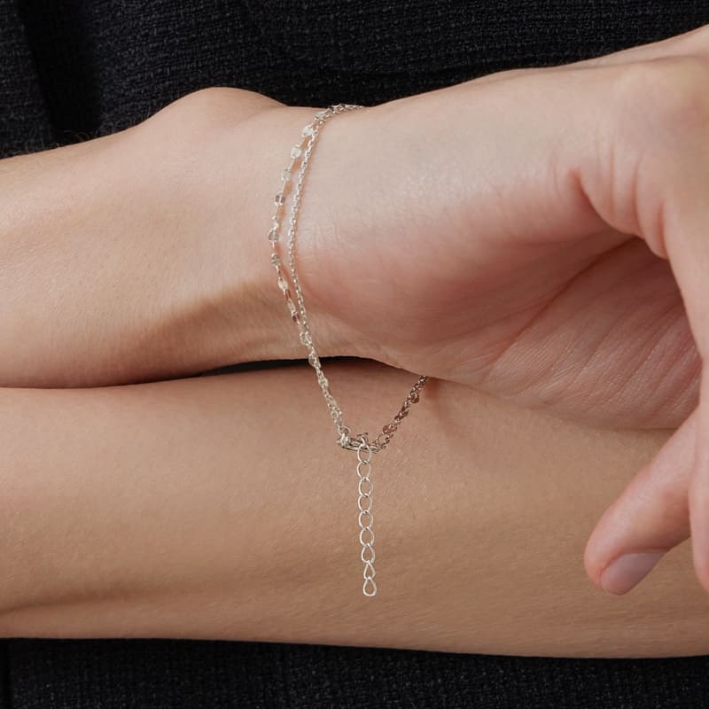 シルバー ラージ ブリング チェーン 2ライン ブレスレット / Silver Large Bling Chain Two-Line Bracelet