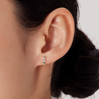 シルバー ラフ ハート ボール ピアス / Silver Rough Heart Ball Earrings