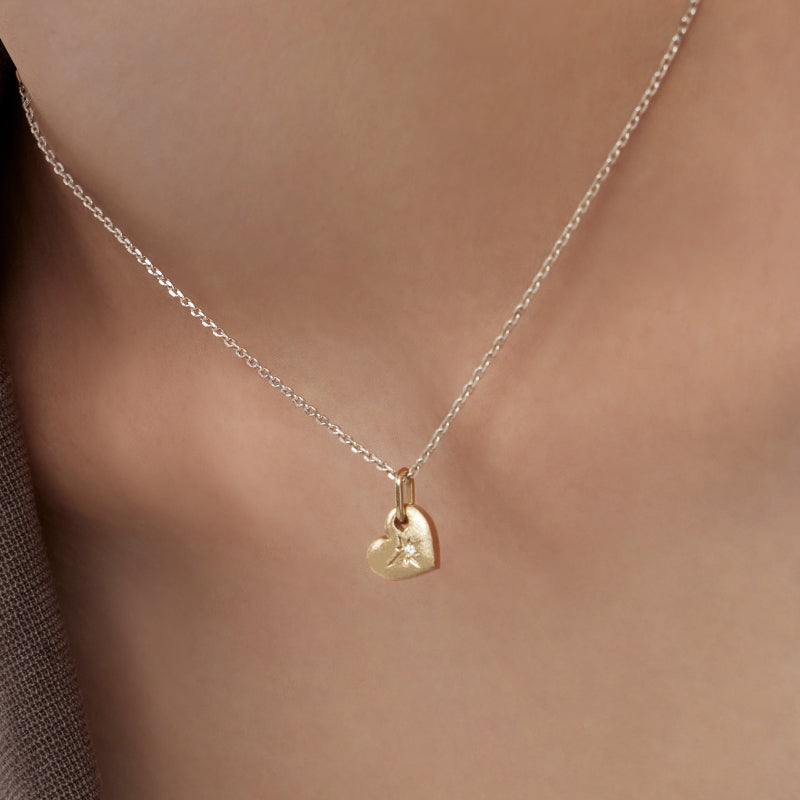 シルバー コンビ フラット ハート ネックレス / Silver Combi Flat Heart Necklace