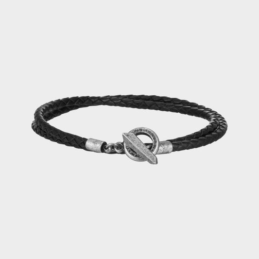 アンティーク トグル レザー 2ライン ブレスレット / ANTIQUE TOGGLE LEATHER TWO LINES BRACELET