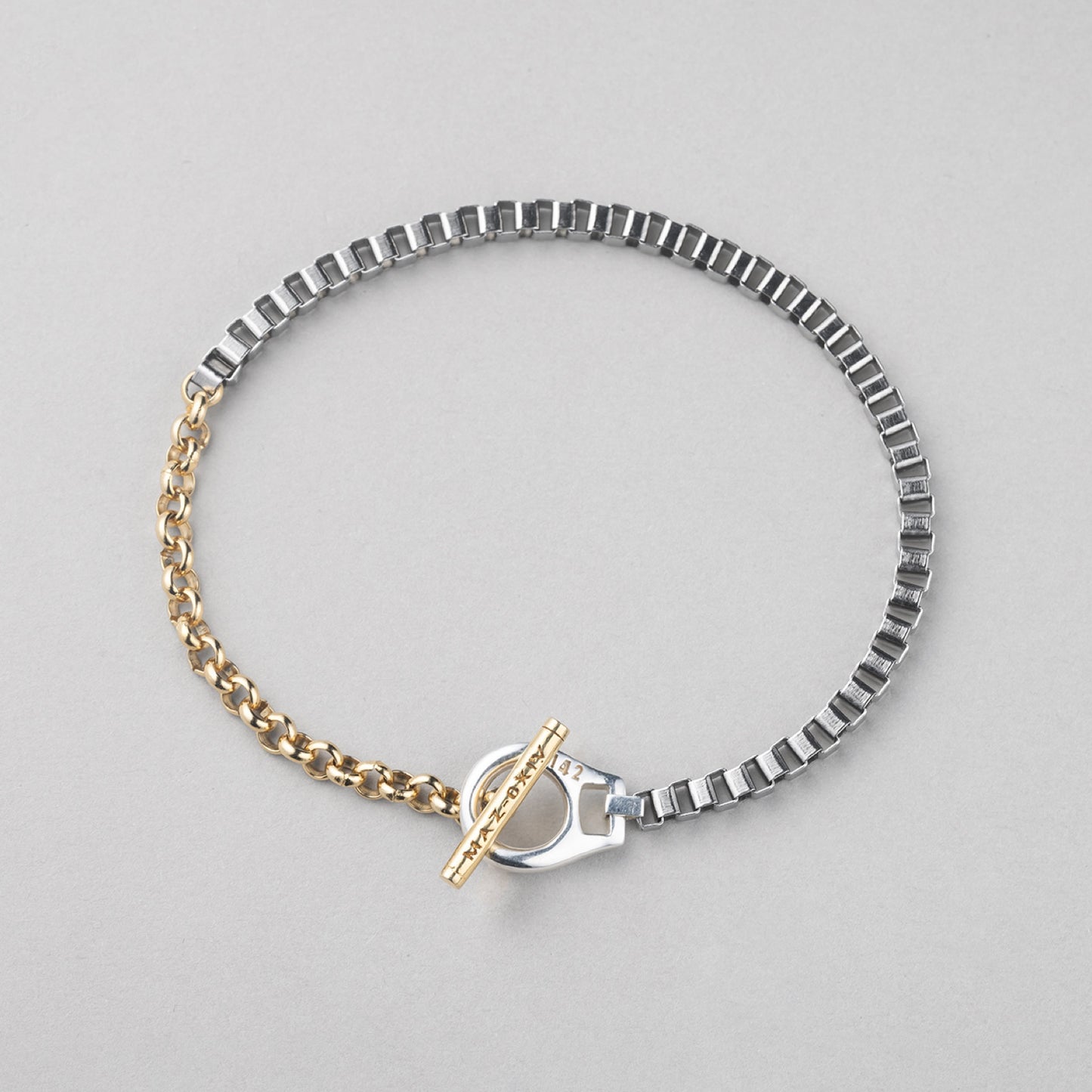 シルバー コンビ ミックス チェーン トグル ブレスレット / SILVER COMBI MIX CHAIN TOGGLE BRACELET