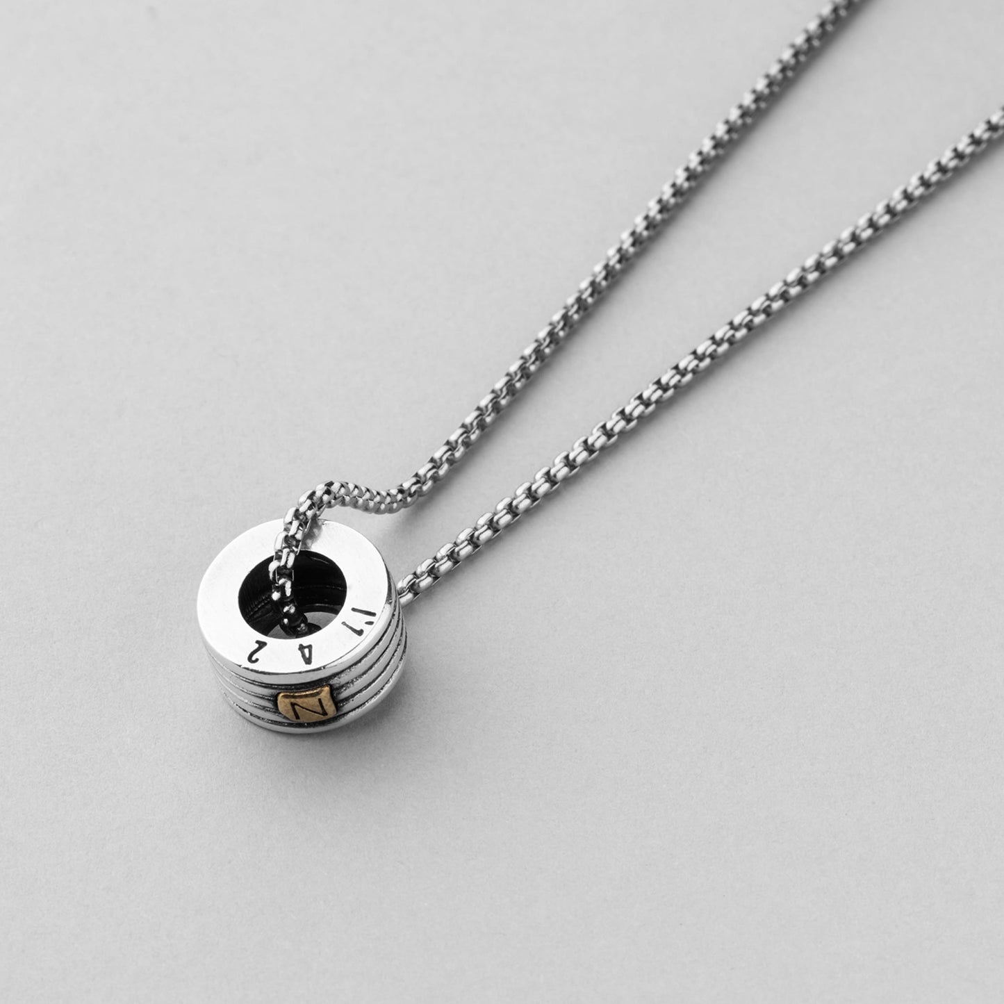 シルバー ライン テクスチャー リング ネックレス / SILVER LINE TEXTURE RING NECKLACE