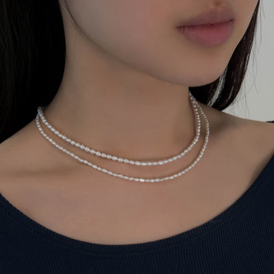 Silver Freshwater Pearl Beads Necklace