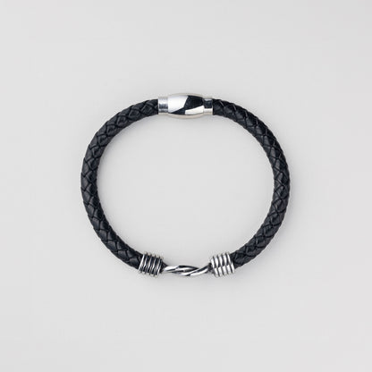 アンティーク ツイスト ロック レザー ブレスレット / ANTIQUE TWIST LEATHER BRACELET