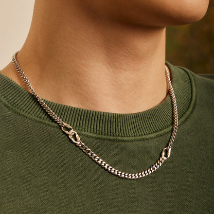 シルバー カーブ チェーン ユニット ネックレス / SILVER CURVED CHAIN UNIT NECKLACE