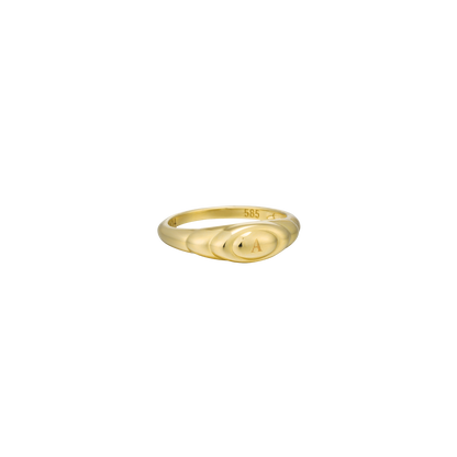 K14 ボリューム  オーバル イニシャル リング / 14K Volume Oval Initial Ring