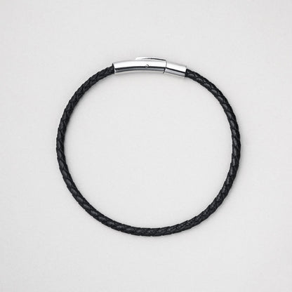 原石 ビーズ & レザー ブレスレット セット - グレー / GEMSTONE BEADS & LEATHER BRACELET SET - GREY