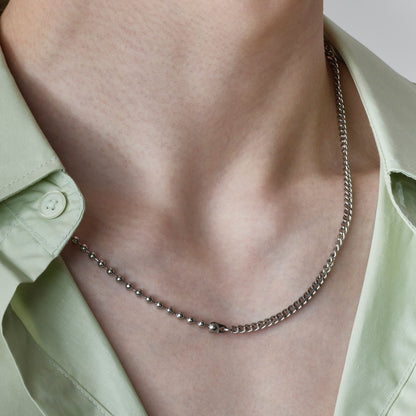 サージカル ボール カーブ ミックス チェーン ネックレス / SURGICAL STEEL BALL CURVE MIX CHAIN NECKLACE