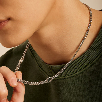 シルバー カーブ チェーン ユニット ネックレス / SILVER CURVED CHAIN UNIT NECKLACE