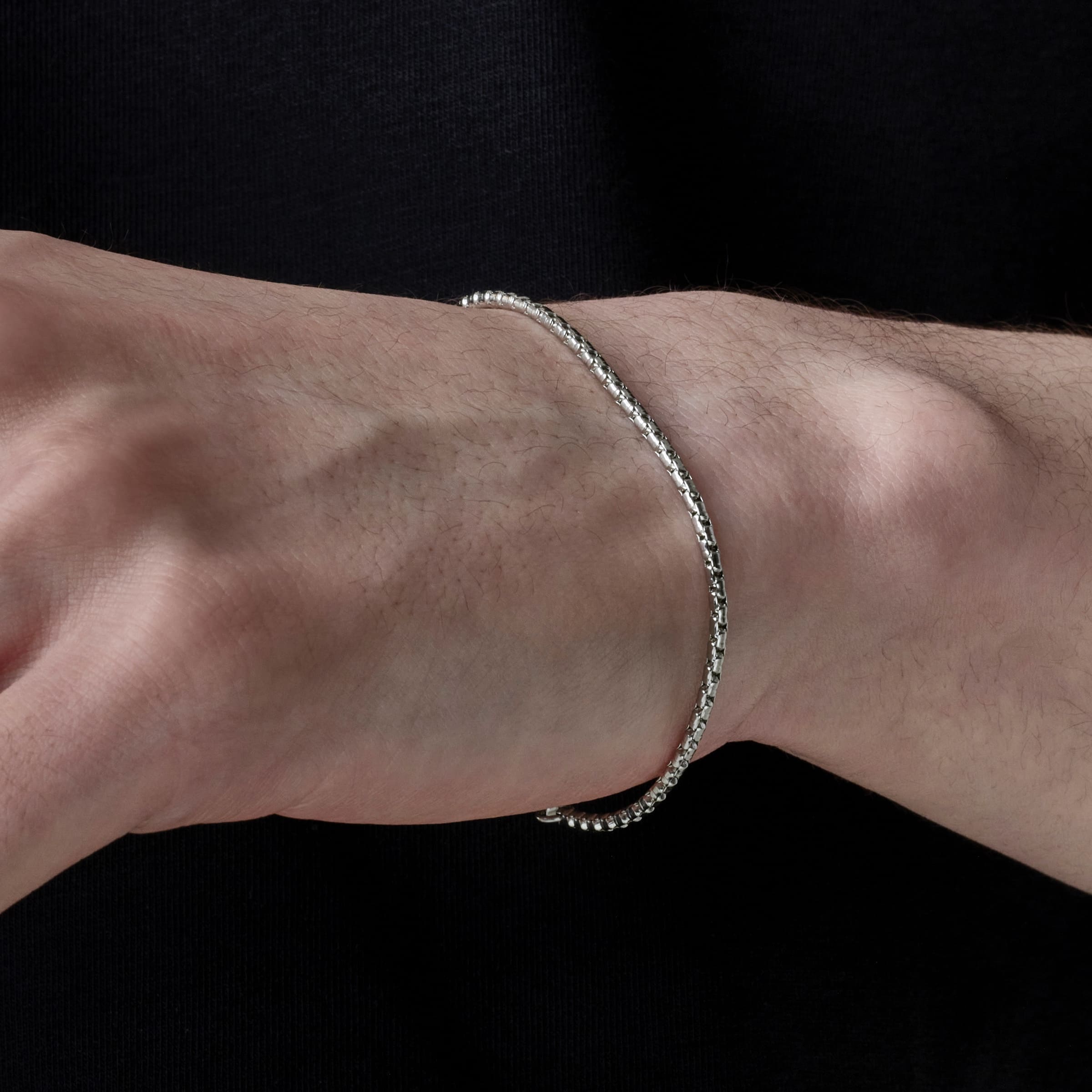 サージカル ラウンド ボックス チェーン ブレスレット / SURGICAL STEEL ROUND BOX CHAIN BRACELET |  アモンズ – amondz