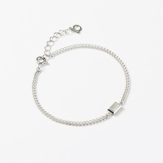 シルバー シンプル ベーシック バゲットカット ブレスレット / Silver Simple Baguette Cut Bracelet