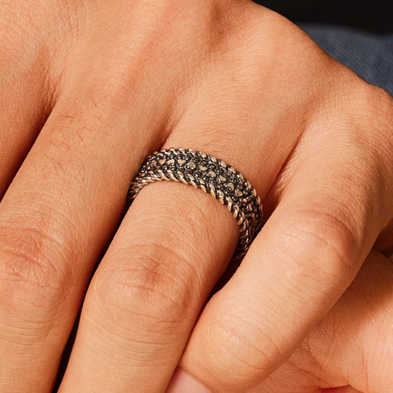 シルバー ドット パターン リング - ラージ / SILVER DOT PATTERN RING - LARGE