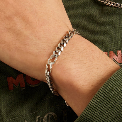 シルバー カーブ チェーン ユニット ブレスレット / SILVER CURVED CHAIN UNIT BRACELET