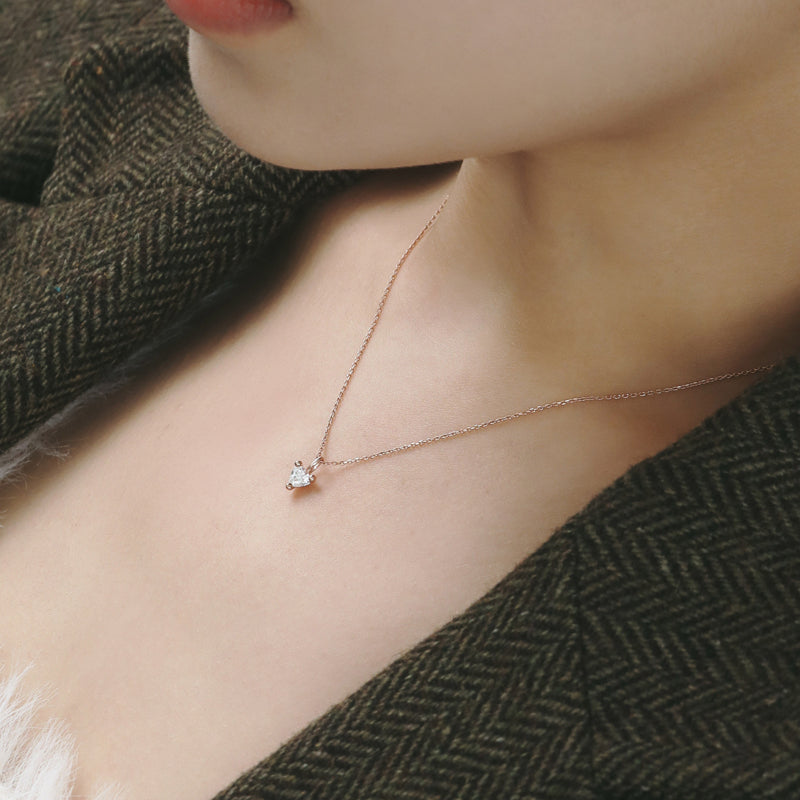 シルバー 4mm ハート ストーン ネックレス / Silver 4mm Heart Stone Necklace