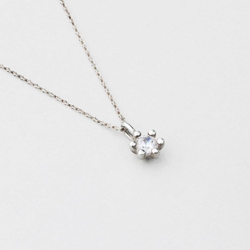 シルバー 4mm ホワイト ストーン ネックレス / Silver 4mm White Stone Necklace