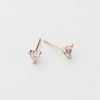 シルバー 4mm ハート ストーン ピアス / Silver 4mm Heart Stone Earrings