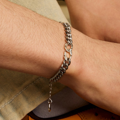 シルバー カーブ チェーン ユニット ブレスレット / SILVER CURVED CHAIN UNIT BRACELET