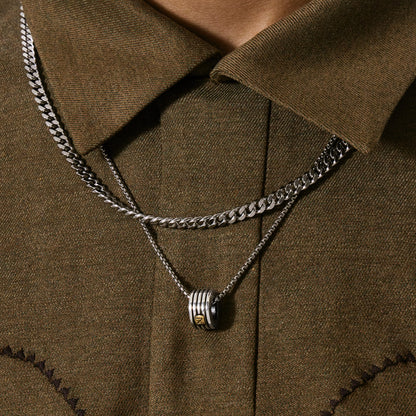 シルバー ライン テクスチャー リング ネックレス / SILVER LINE TEXTURE RING NECKLACE