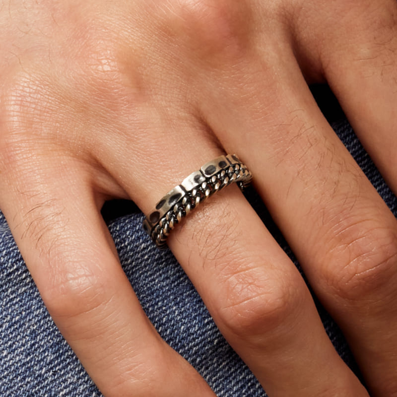 シルバー チェーン レイヤード リング / SILVER CHAIN LAYERED RING