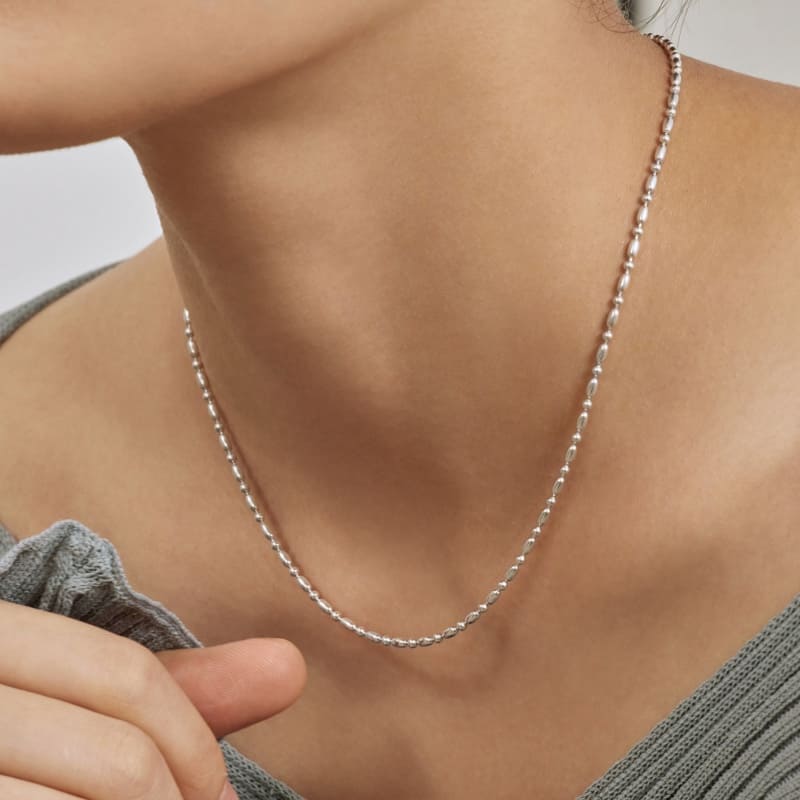 【~1/7 最大60%福袋クーポン】 シルバー オーバル チェーン ネックレス / Silver Oval Chain Necklace