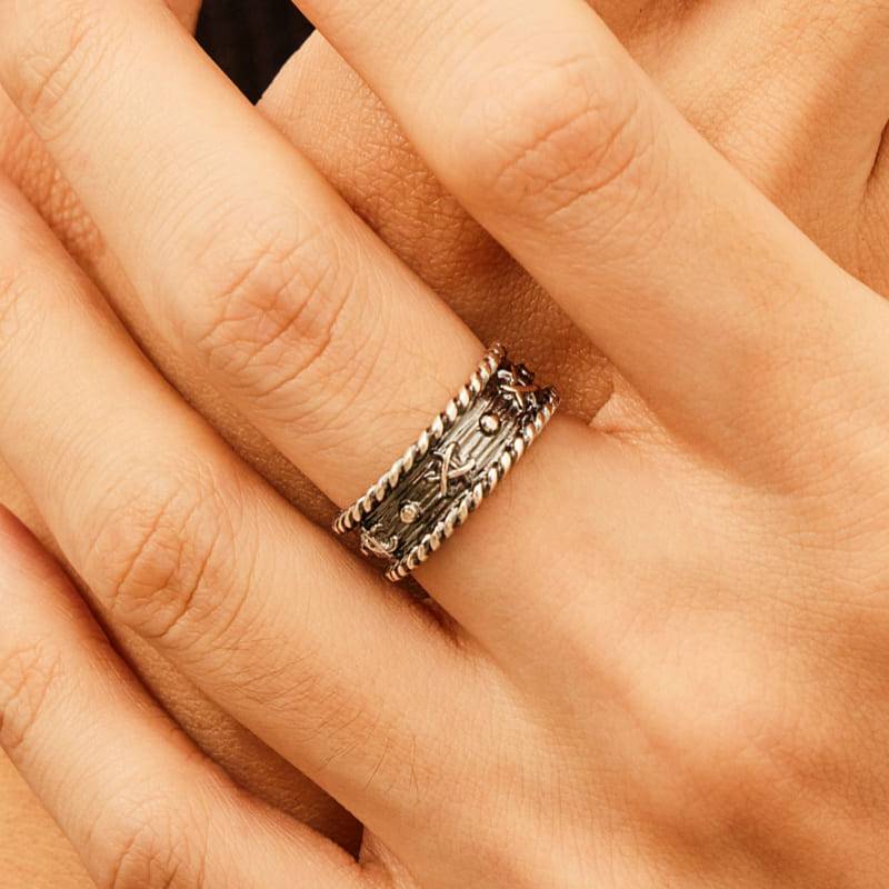 シルバー プラネット パターン リング - ラージ / SILVER PLANET PATTERN RING - LARGE