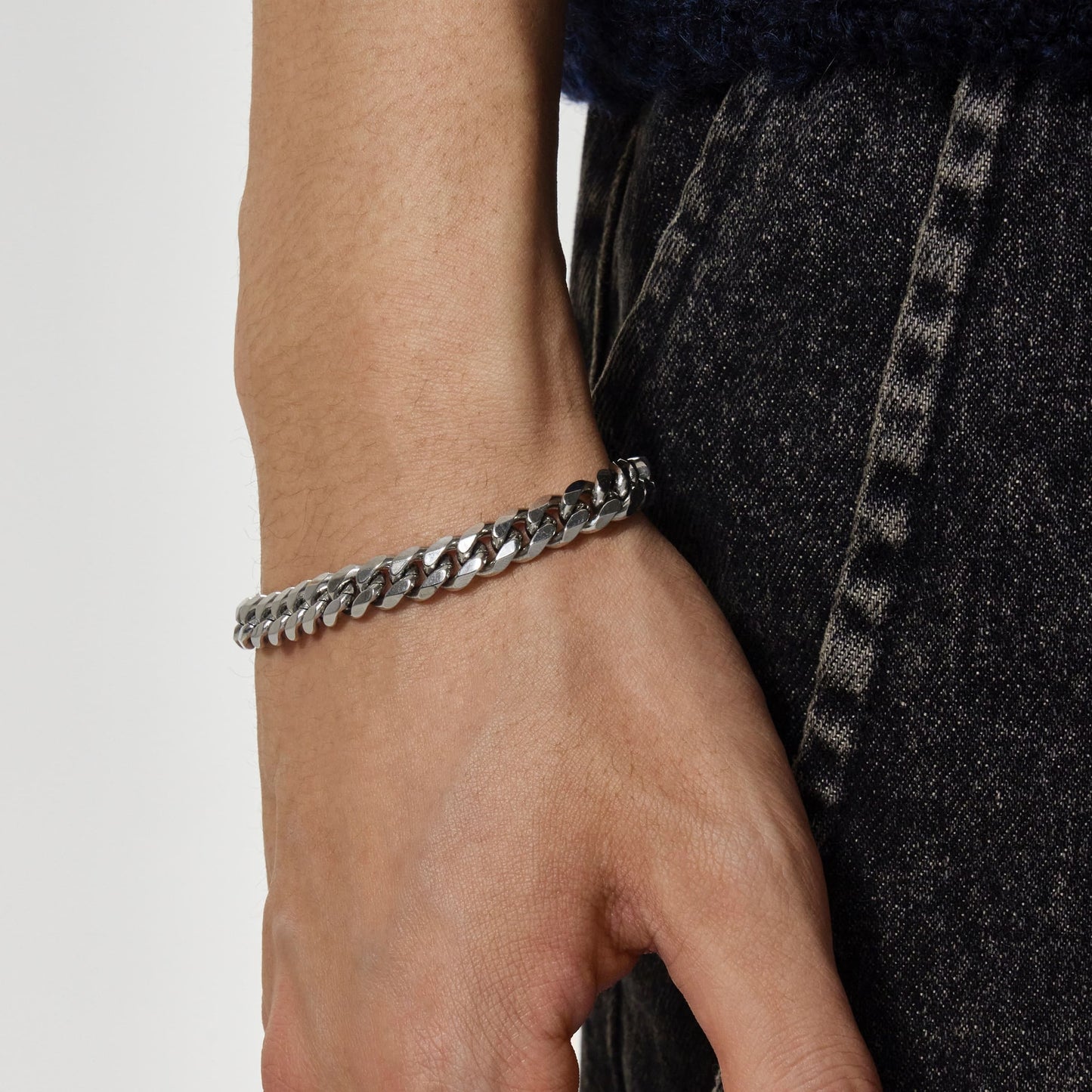 サージカル ボールド カーブ チェーン ブレスレット / SURGICAL STEEL BOLD CURVED CHAIN BRACELET