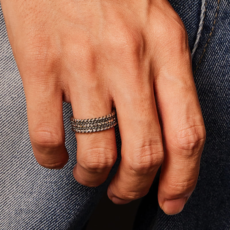 シルバー ドット パターン リング - ラージ / SILVER DOT PATTERN RING - LARGE