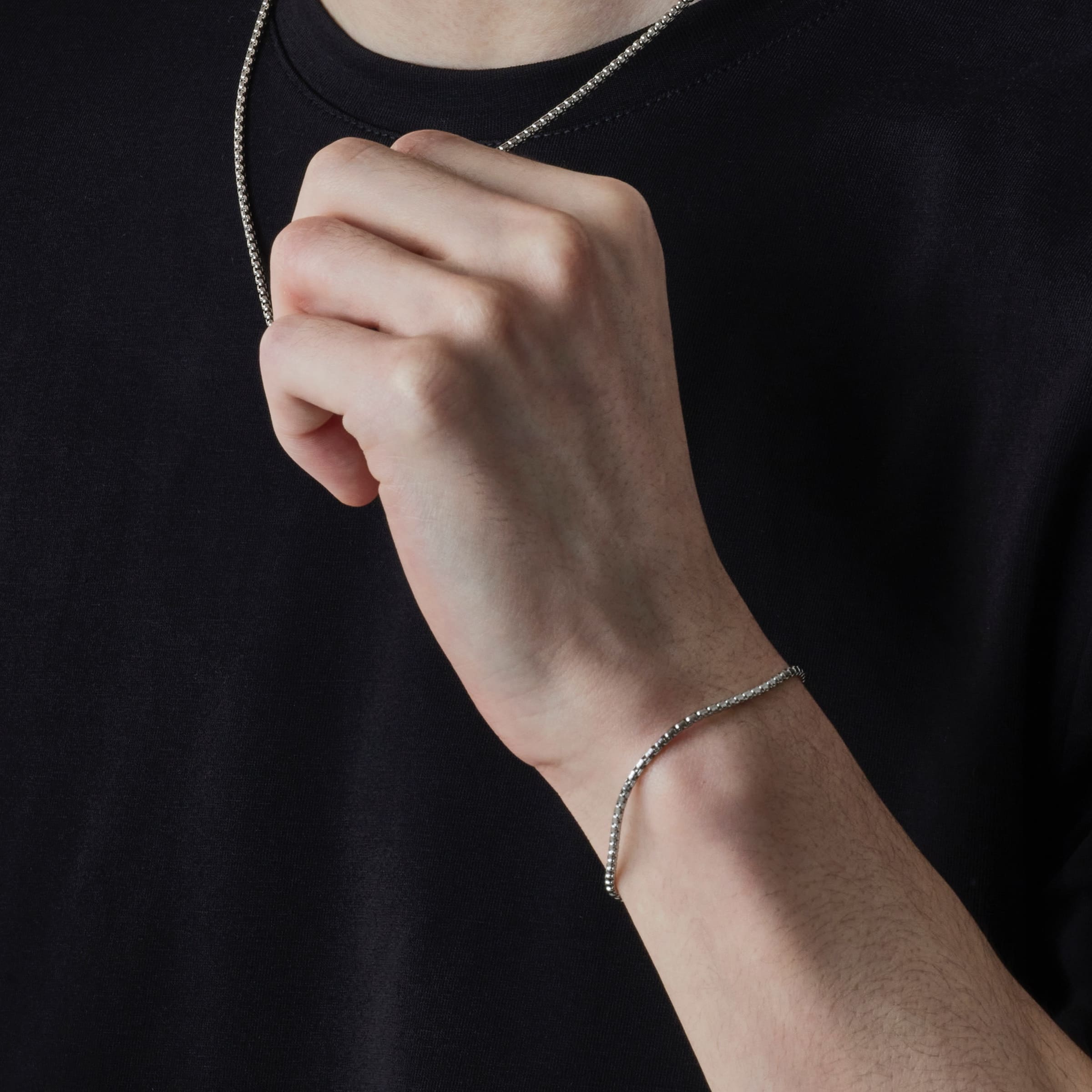 サージカル ラウンド ボックス チェーン ブレスレット / SURGICAL STEEL ROUND BOX CHAIN BRACELET |  アモンズ – amondz