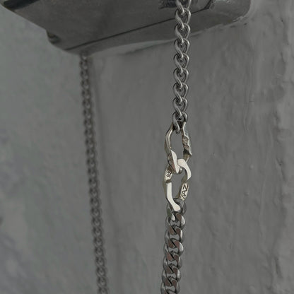 シルバー カーブ チェーン ユニット ネックレス / SILVER CURVED CHAIN UNIT NECKLACE