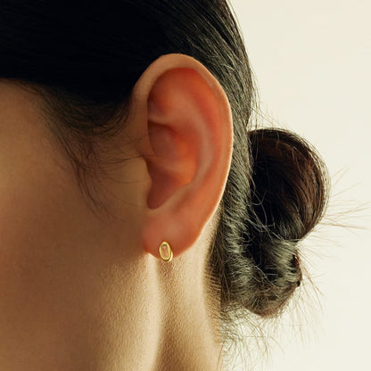 シルバー オーバル バゲット ピアス / Silver Oval Baguette Earrings