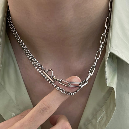 サージカル ボール カーブ ミックス チェーン ネックレス / SURGICAL STEEL BALL CURVE MIX CHAIN NECKLACE