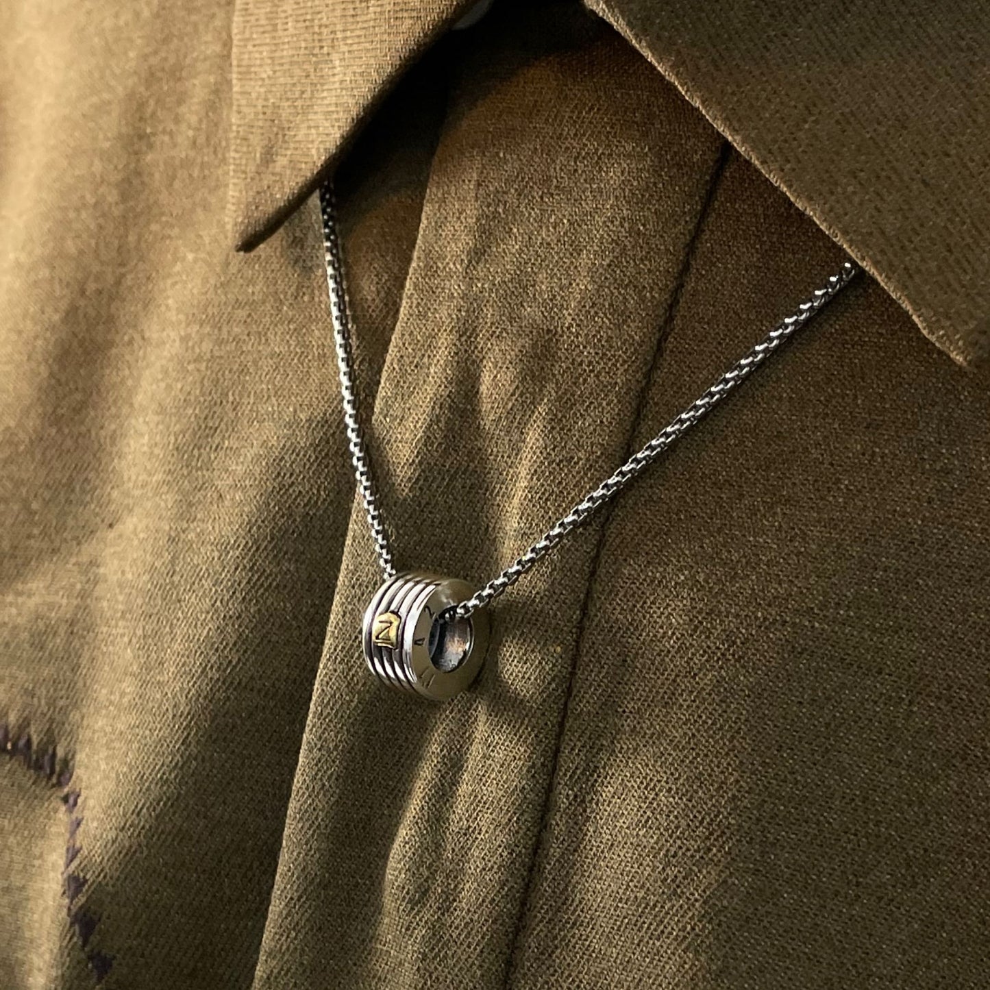 シルバー ライン テクスチャー リング ネックレス / SILVER LINE TEXTURE RING NECKLACE