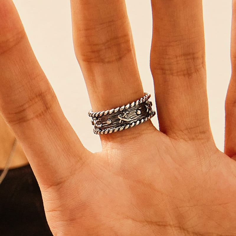 シルバー プラネット パターン リング - ラージ / SILVER PLANET PATTERN RING - LARGE