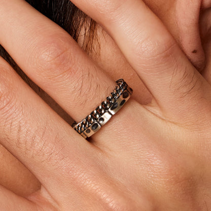 シルバー チェーン レイヤード リング / SILVER CHAIN LAYERED RING