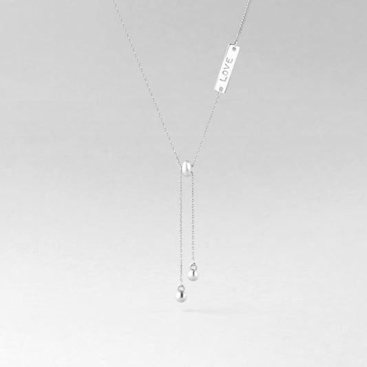 シルバー ラブ テック スライド ネックレス / Silver Love Tag Slide Necklace